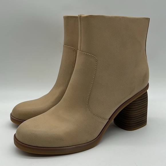 Korks Destiny Vegan Ankle Boots Cream Block Heel Zip | Women’s US 9 | NWB - Picture 5 of 15